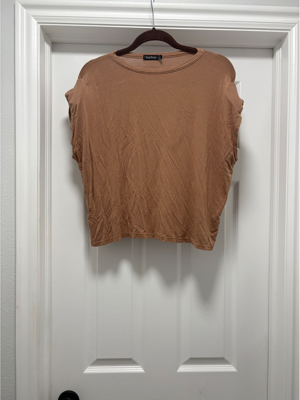Boohoo Women's Tan Short Sleeve Top, Size UK 12 / US 8